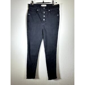 Madewell 10" High-Rise Skinny Jeans Women’s 26 Black Frayed Hem Stretch NWT